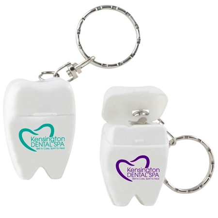 Picture of Custom Printed Tooth Shaped Dental Floss with Keychain