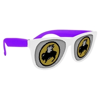 Picture of Custom Printed White Frame Rubberized Logo Lenses Sunglasses