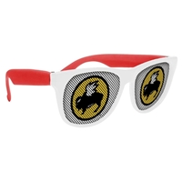 Picture of Custom Printed White Frame Rubberized Logo Lenses Sunglasses