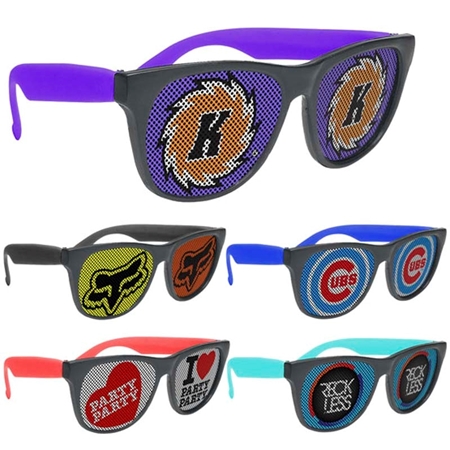 Picture of Custom Printed Black Frame Rubberized Logo Lenses Sunglasses