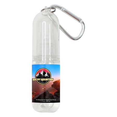 Picture of Custom Printed Bullet Antibacterial Hand Sanitizer with Carabiner