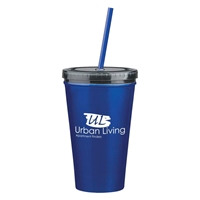 Picture of Custom Printed 16 oz. Stainless Steel Double Wall Tumbler With Straw