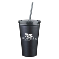 Picture of Custom Printed 16 oz. Stainless Steel Double Wall Tumbler With Straw