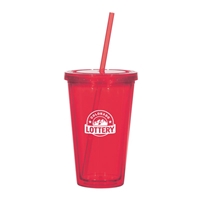 Picture of Custom Printed 16 oz. Double Wall Acrylic Tumbler With Straw