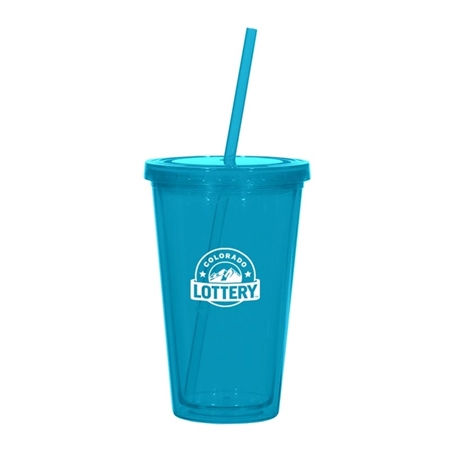 Picture of Custom Printed 16 oz. Double Wall Acrylic Tumbler With Straw