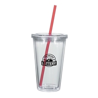 Picture of Custom Printed 16 oz. Double Wall Acrylic Tumbler With Straw