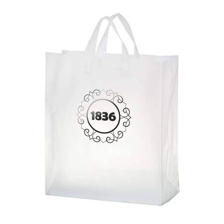 Picture of Custom Printed Foil Stamped Clear Frosted Jupiter Soft Loop Shopper Bag