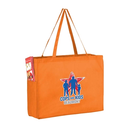 Picture of Full Color Over the Shoulder Non-Woven Tote with Side Pockets