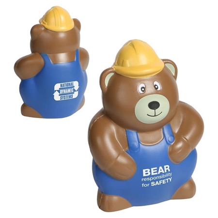 Picture of Custom Printed Construction Worker Bear Stress Ball