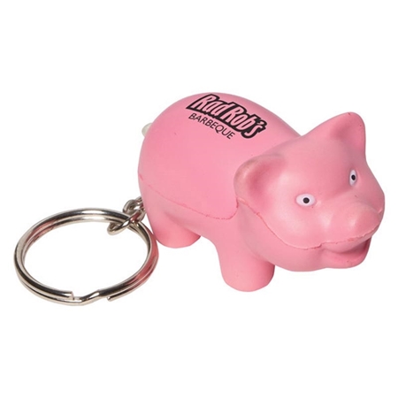 Picture of Custom Printed Pig Key Chain Stress Ball