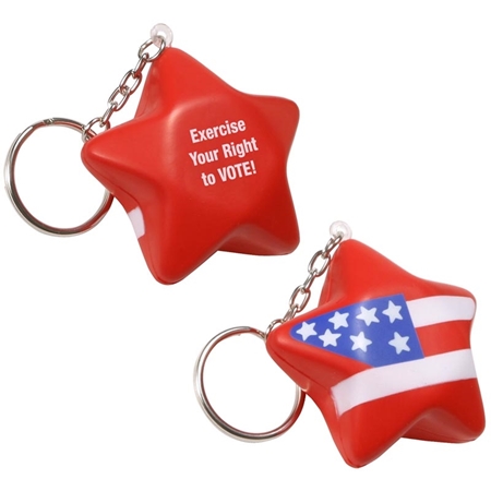 Picture of Custom Printed Patriotic Star Key Chain Stress Ball