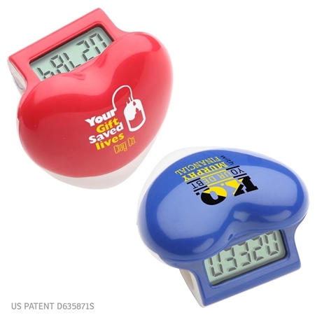 Picture of Custom Printed Healthy Heart Step Pedometer Red